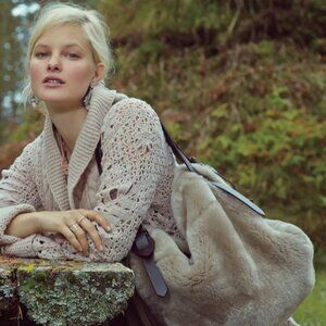 Anthropologie Holding Horses Shearling Hobo Bag